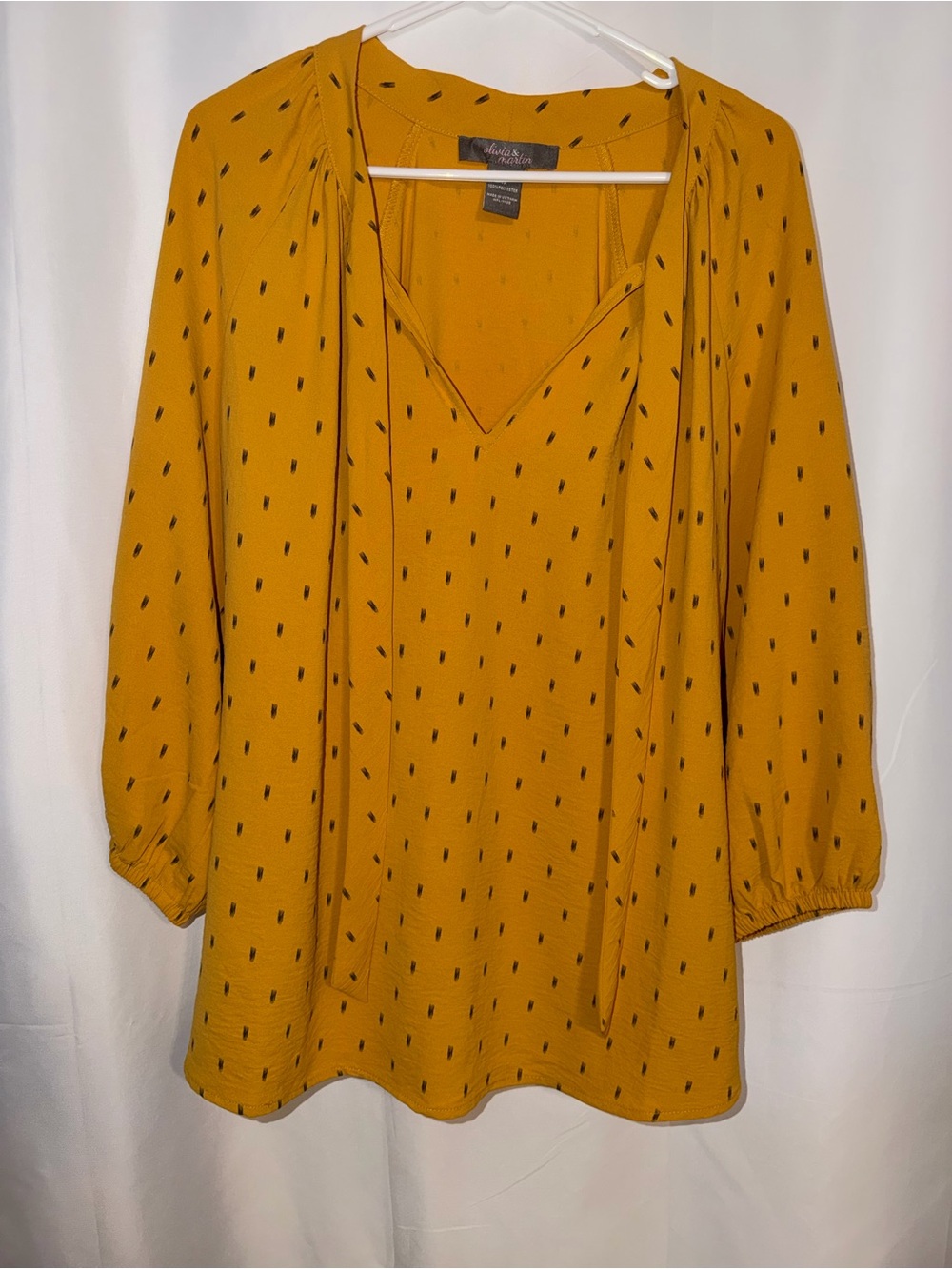 Olivia & Martin - Mustard Yellow Tie-Front Blouse – Size 1X - 100% Polyester - Picture 2 of 7